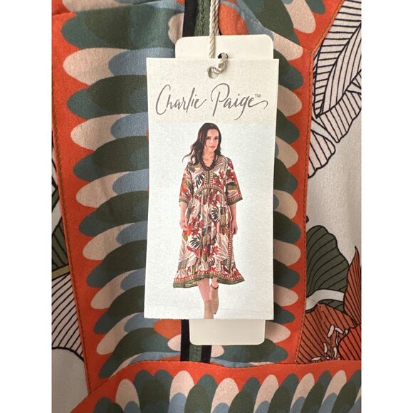 Charlie Paige Floral & Parrot Print Dress Mid-Length 3/4 Sleeves M/M NWT New - Picture 4 of 6